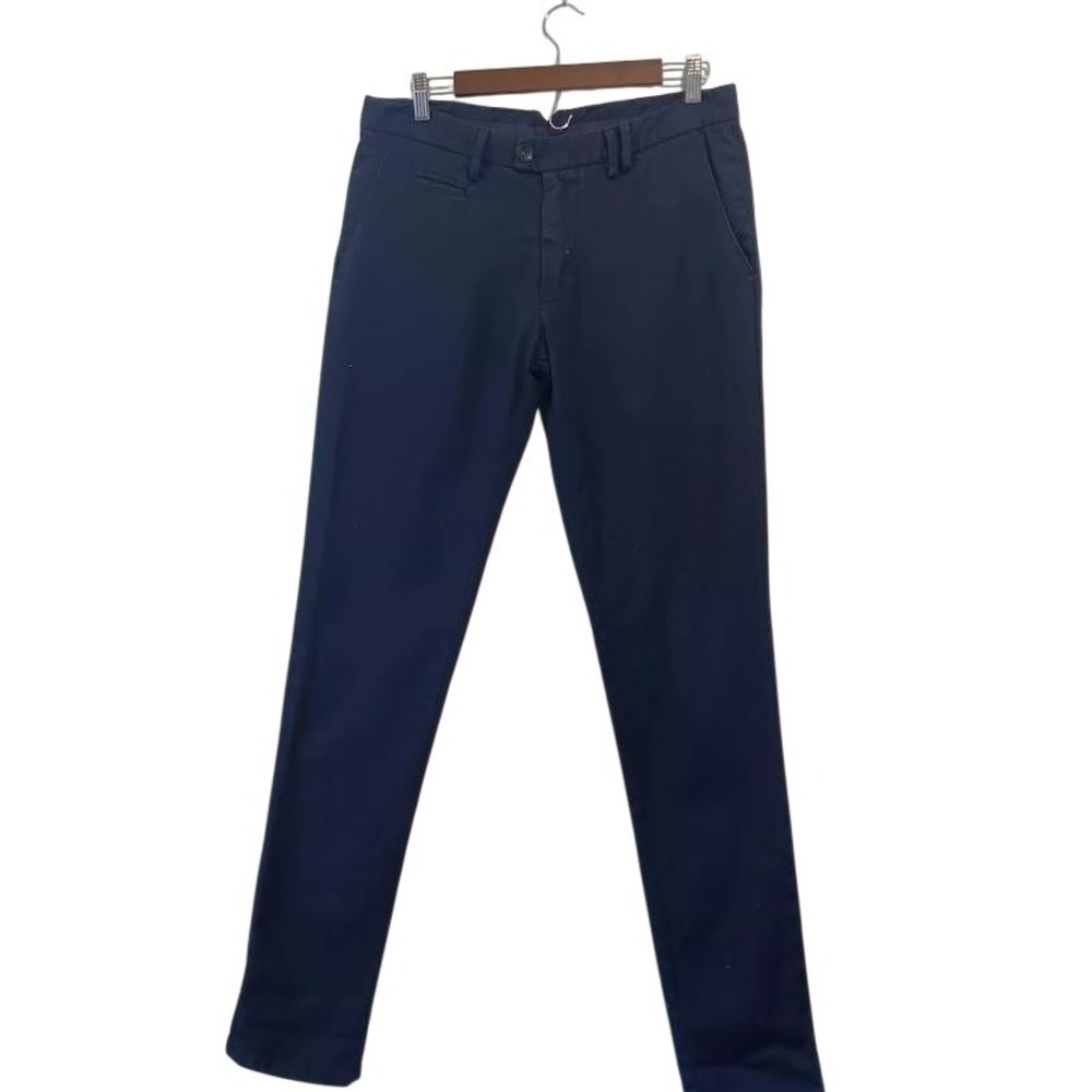 Zara Man Pants Mens 35x34 Navy Blue Slim Fit Stretch Chino Tapered Casual